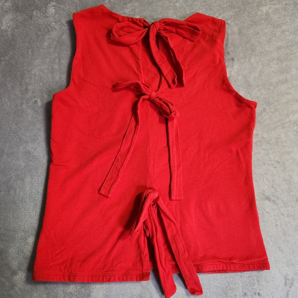 1.STATE Red Cotton Tie-Back Tank Top XS Y2K Baddie Casual 90s